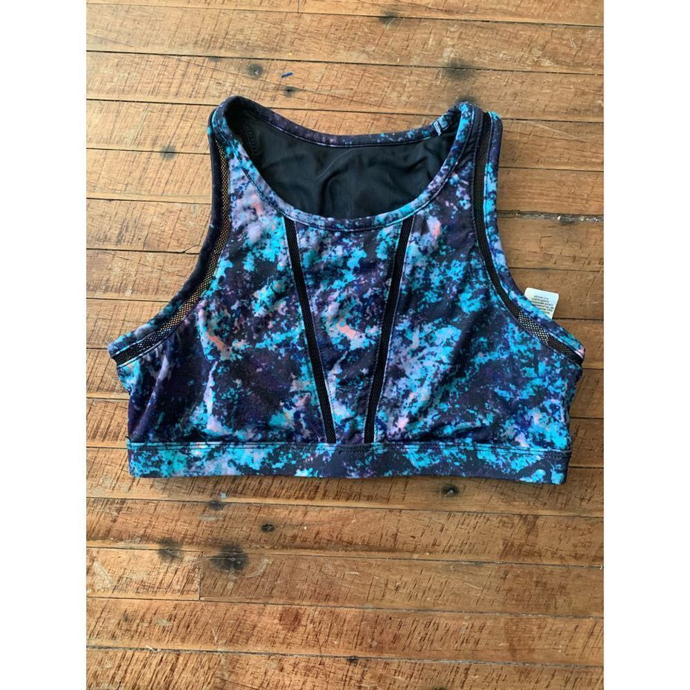 Fabletics teal space dye S athleisure sports bra